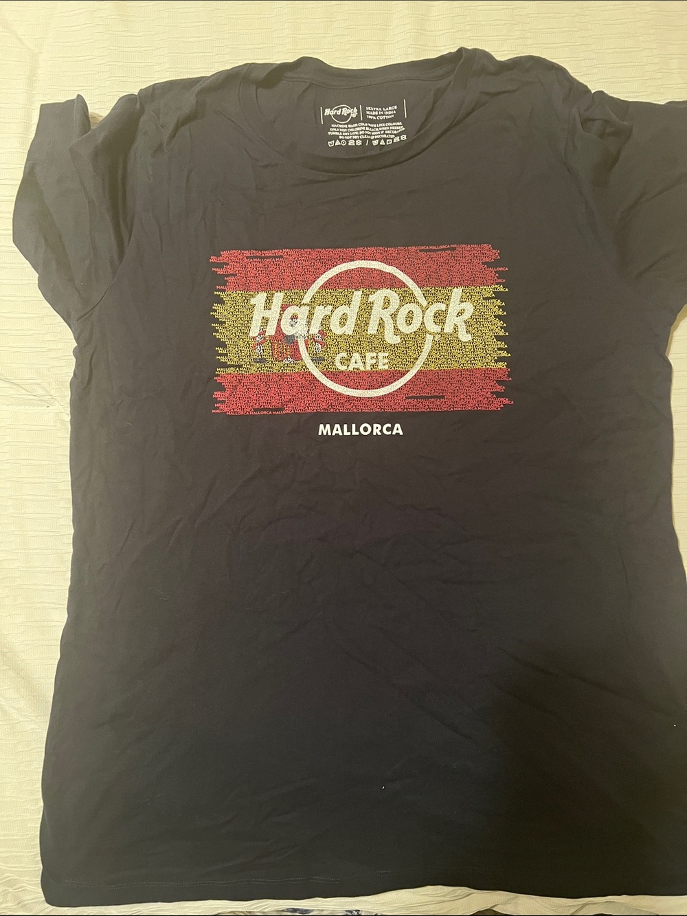 Hard Rock Cafe Black Tee with Red and Yellow Mallorca Logo